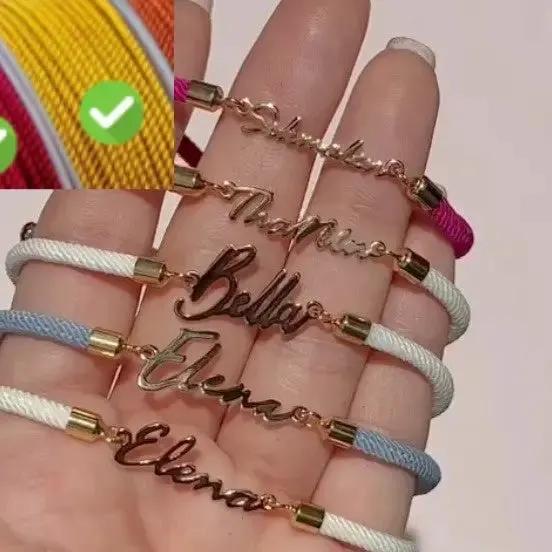 Personalized Colorful Rope Chain Custom Name Bracelet Personalized Adjustable Name Jewelry For Girls by Maiden-Art