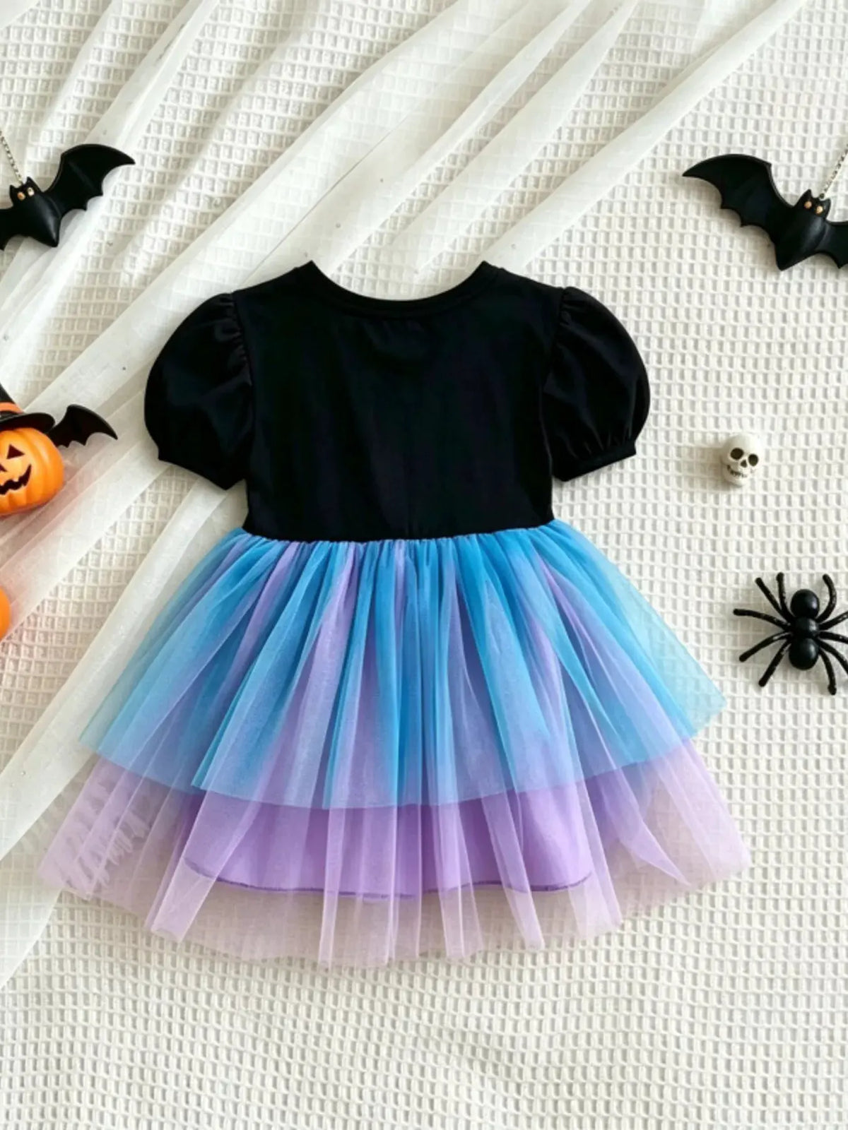 Children's Halloween Skeleton Graphic Tulle Tutu Dress by Trendsi