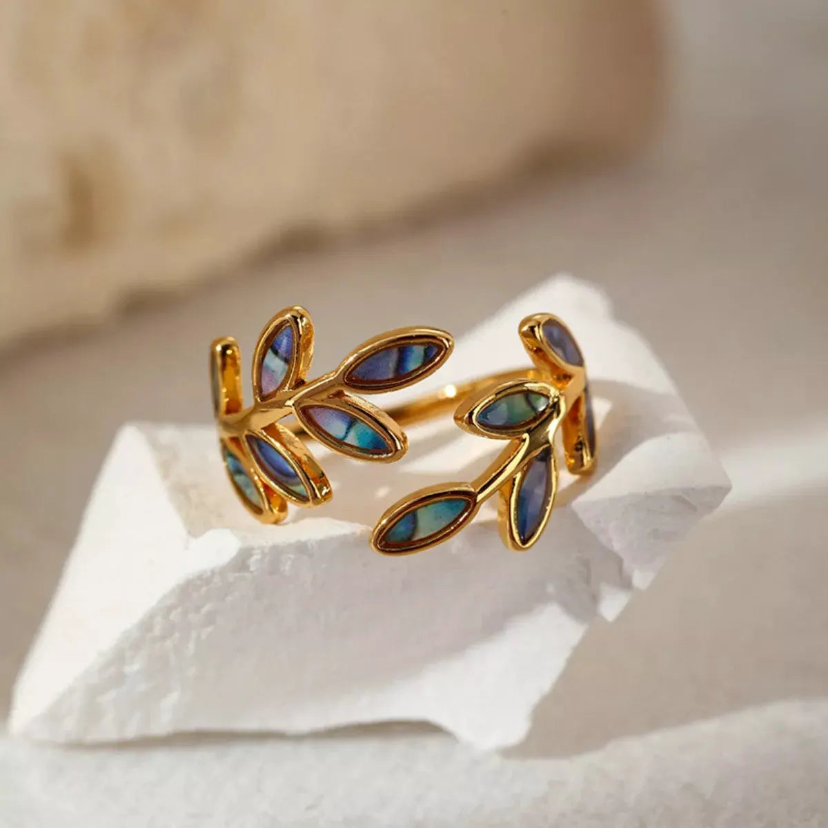 18K Gold-Plated Resin Leaf Bypass Ring by Partner Label