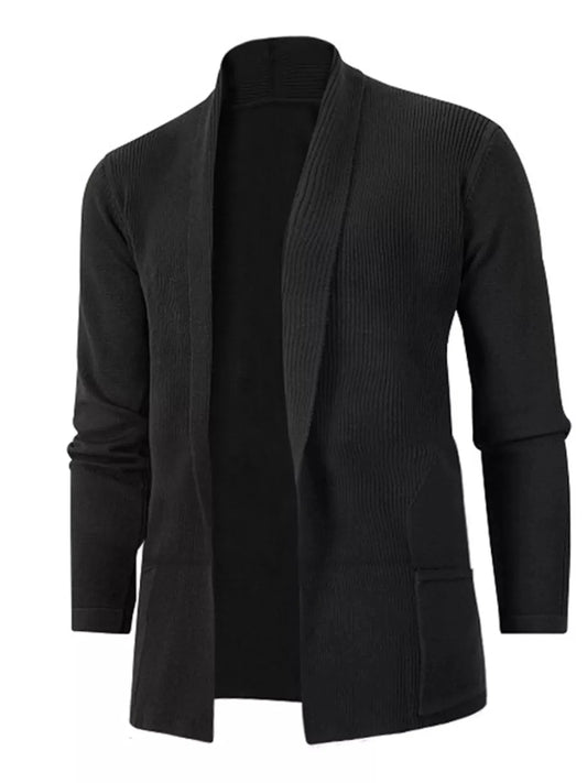 Men's Plus Size Long Sleeve Open Front Cardigan by Trendsi