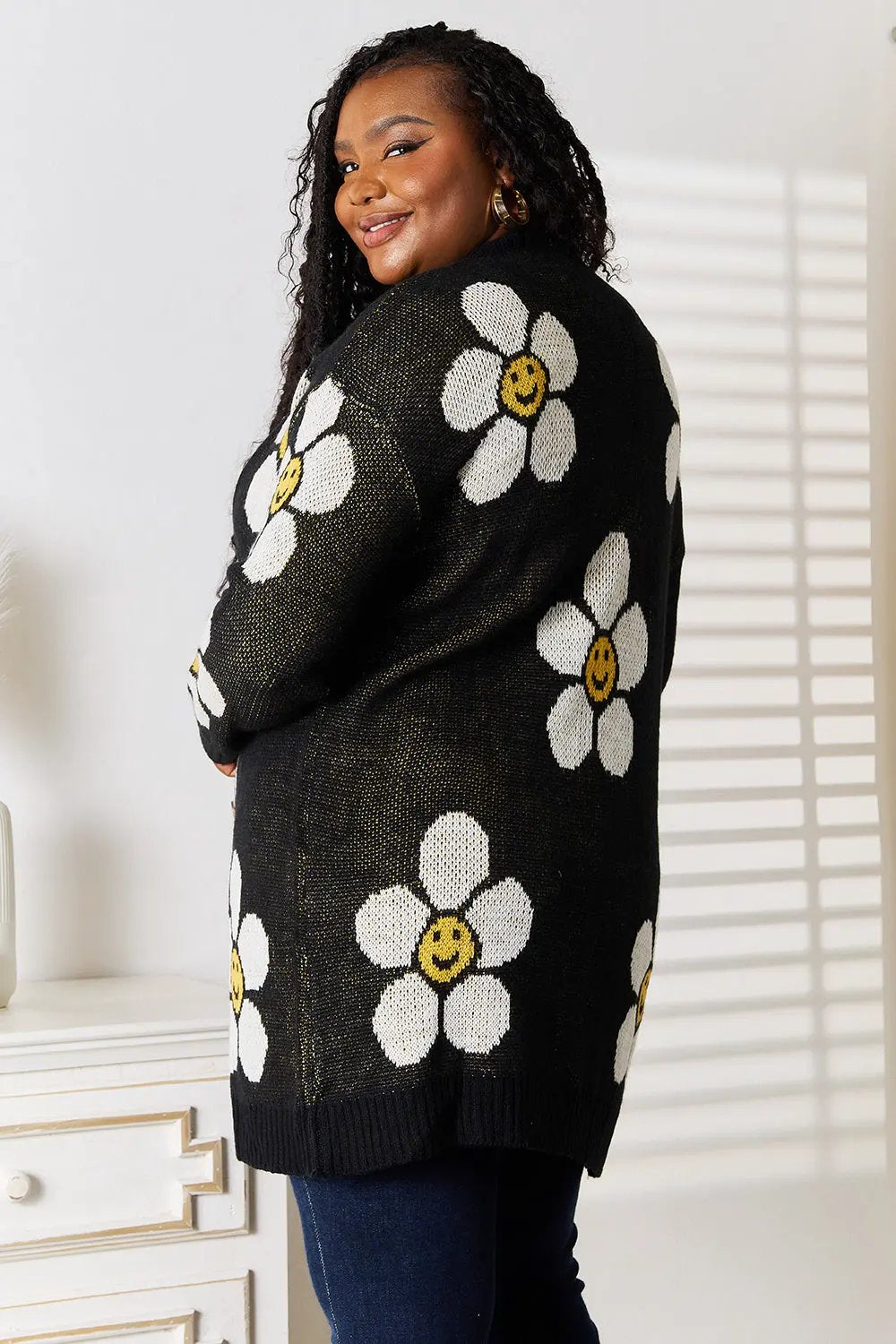 Perfee Floral Button Down Longline Cardigan by Perfee