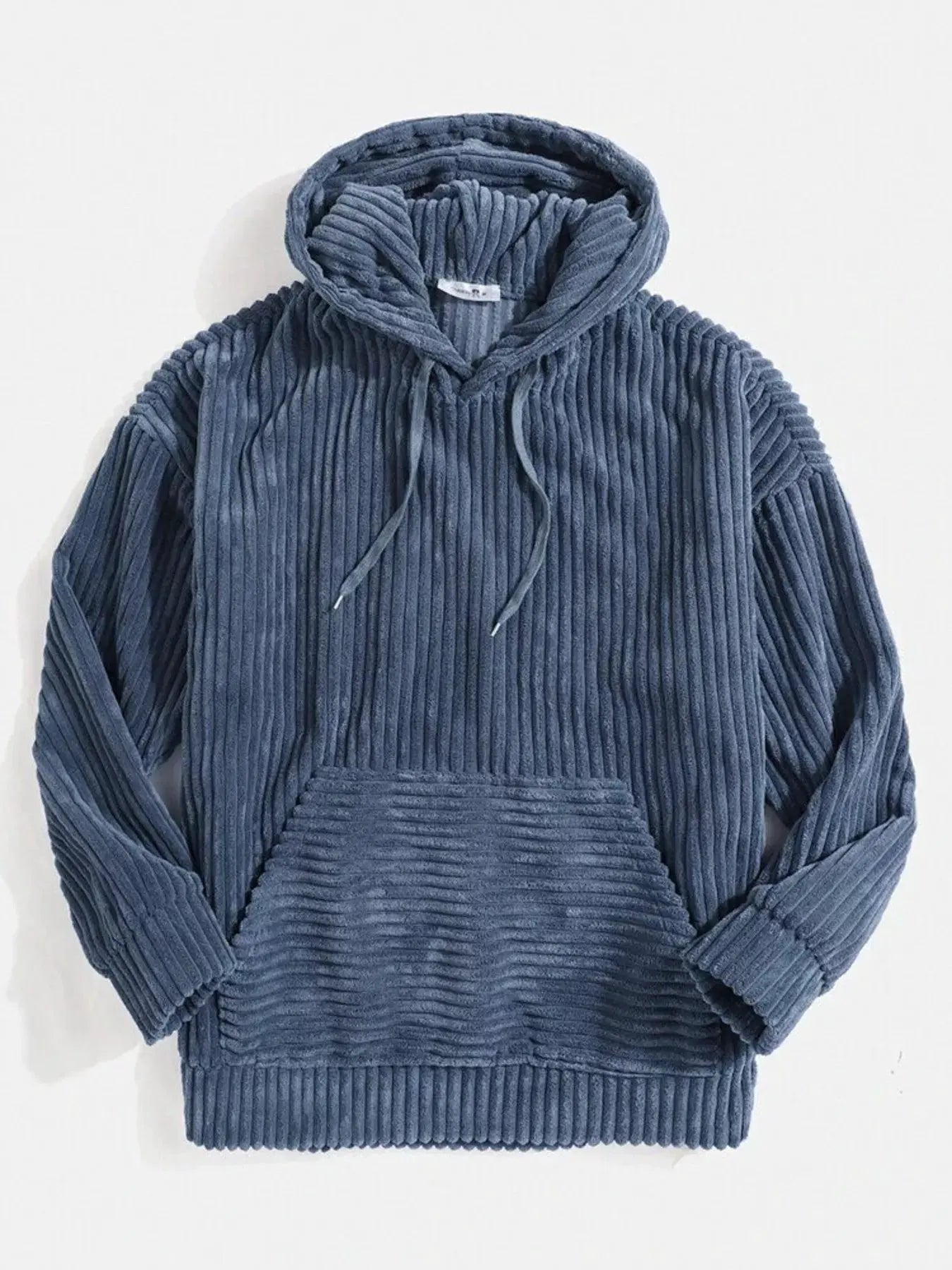 Men's Full Size Casual Corduroy Hoodie Plus Size by Trendsi