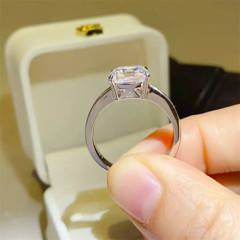 3 Carat Moissanite 925 Sterling Silver Square Shape Ring by Partner Label