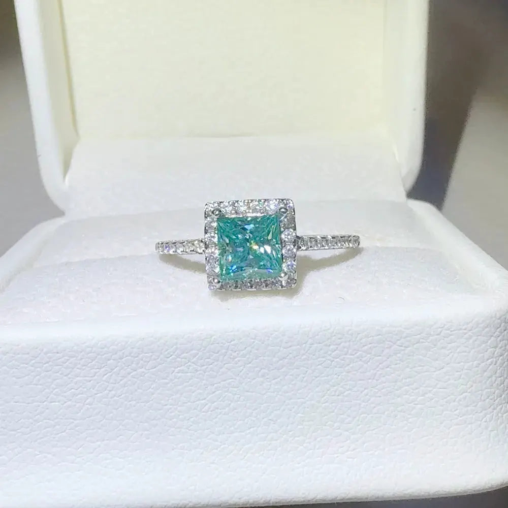 2 Carat 925 Sterling Silver Moissanite Square Shape Ring by Partner Label