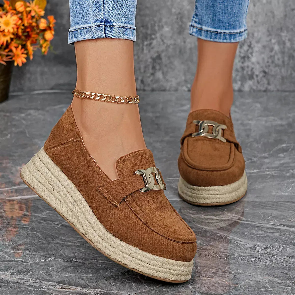 Round Toe Platform Slip-Ons by Partner Label