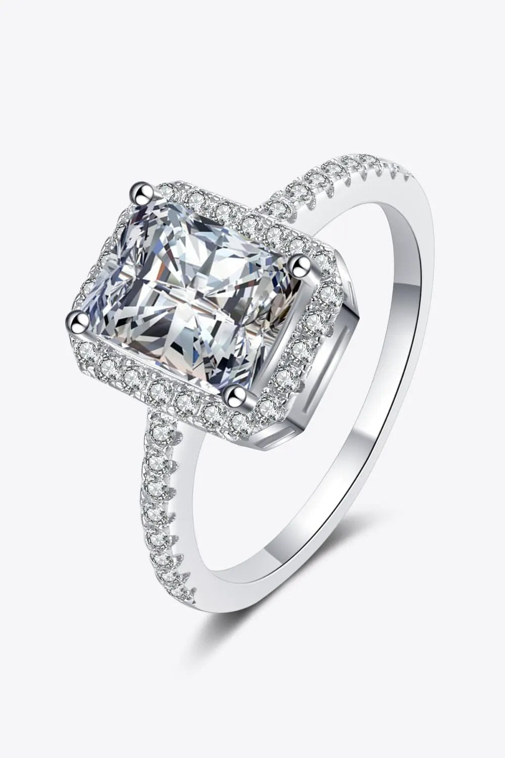 2 Carat Moissanite 925 Sterling Silver Halo Ring by Partner Label