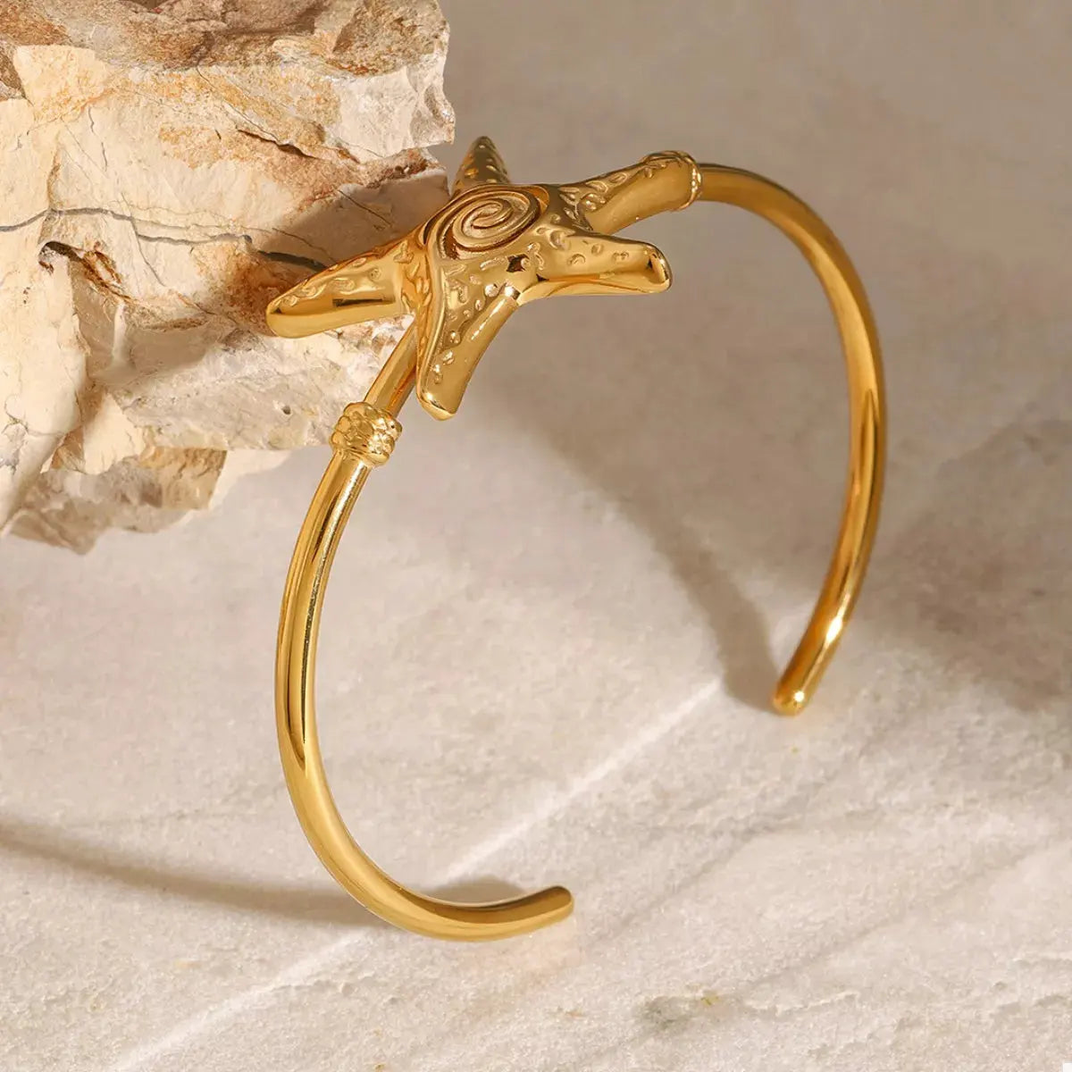 18K Gold-Plated Starfish Open Bracelet by Partner Label