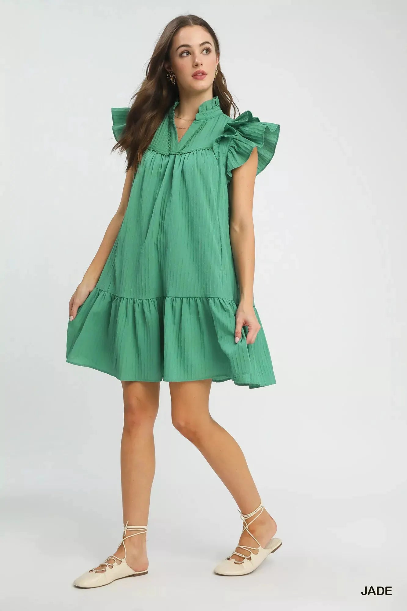 Umgee Flutter Sleeve Tiered Dress by Umgee