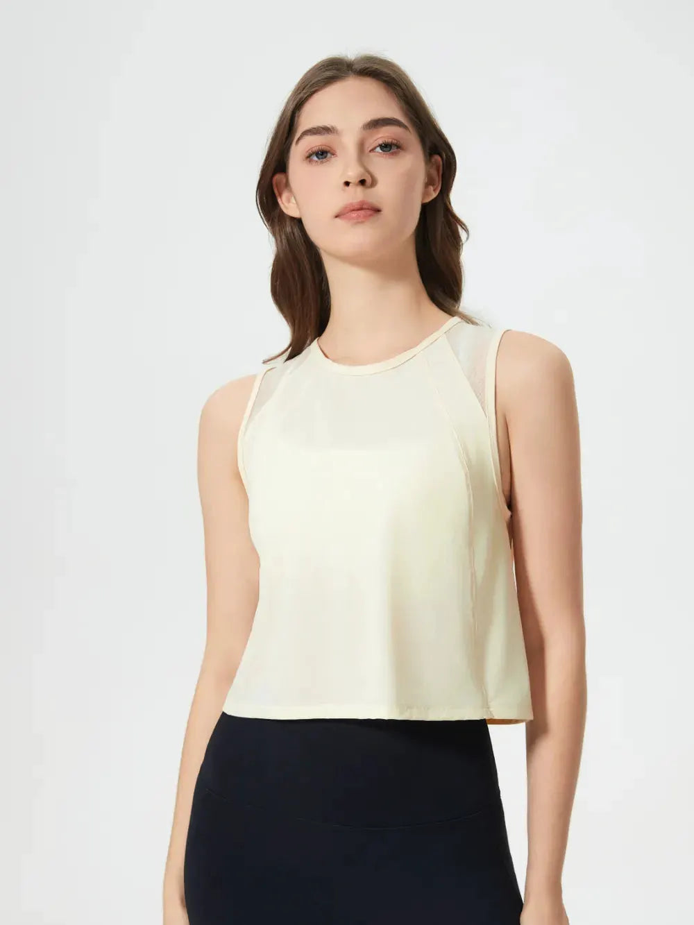 Millennia Round Neck Cropped Active Tank by Millennia