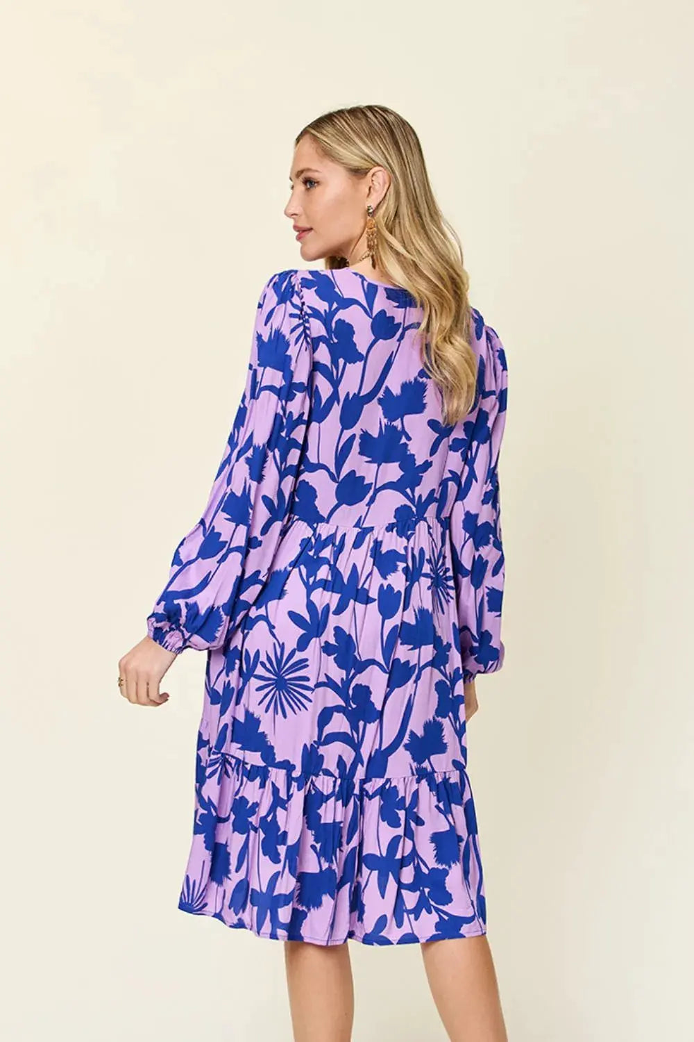 Double Take Full Size Printed Ruffle Hem Dress with Pocket by Double Take