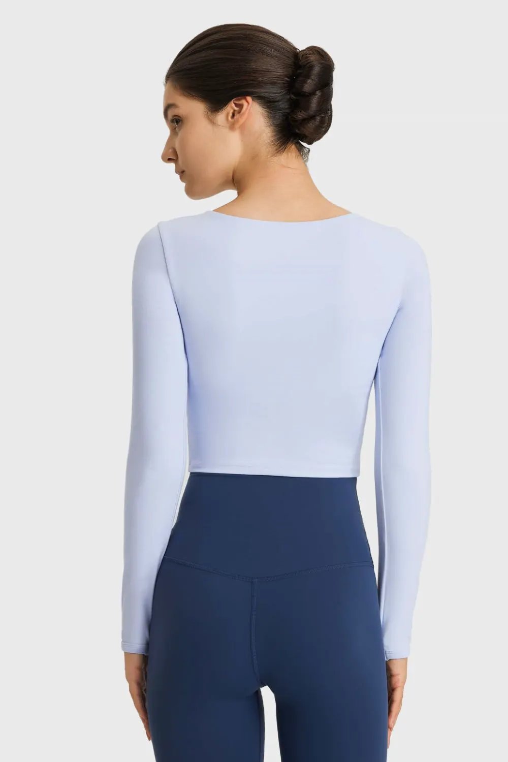 Millennia Cutout Long Sleeve Cropped Sports Top by Millennia