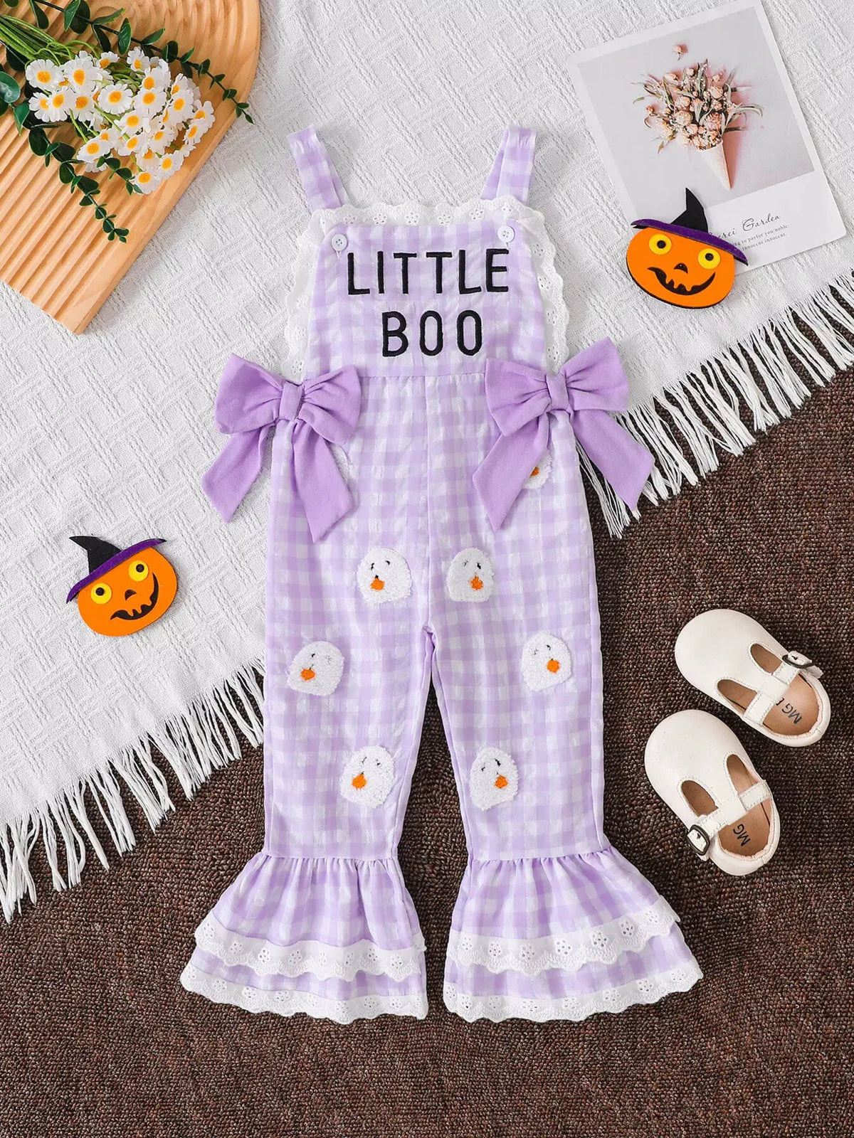 Children's Little Pumpkin Gingham Ruffle Hem Jumpsuit by Partner Label