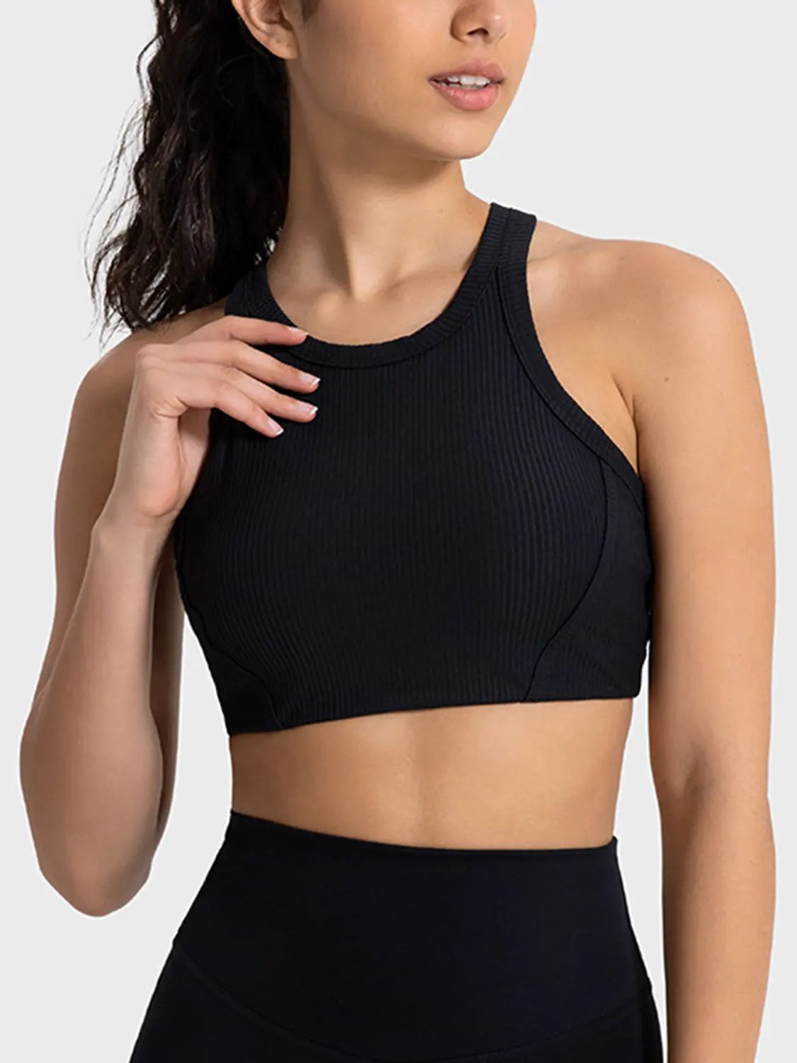 Millennia Wide Strap Cropped Sport Tank by Millennia