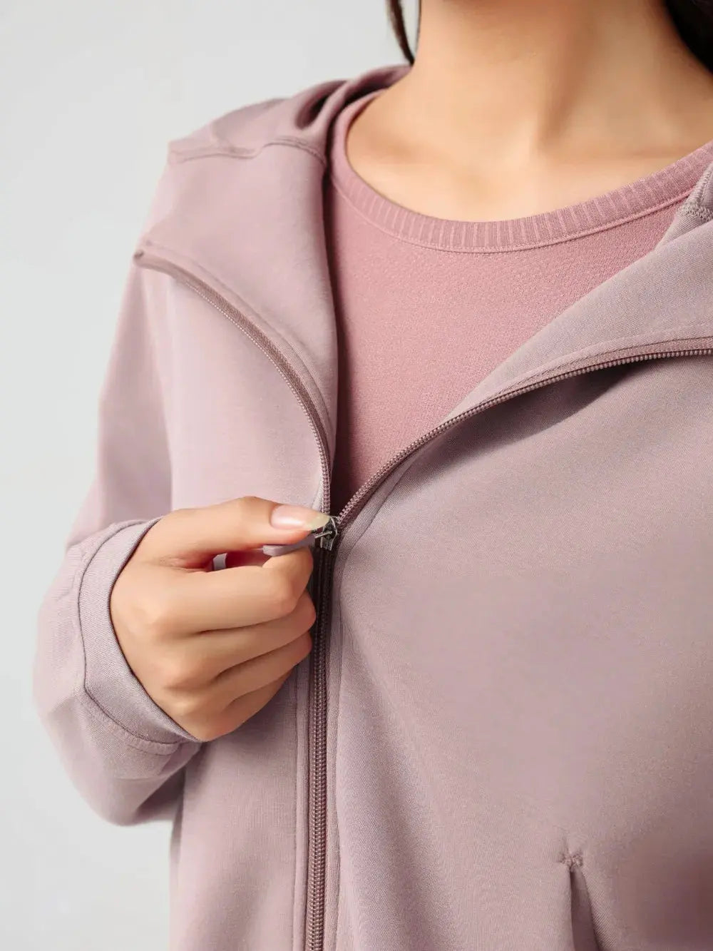 Millennia Zip Up Dropped Shouder Active Hooded by Millennia