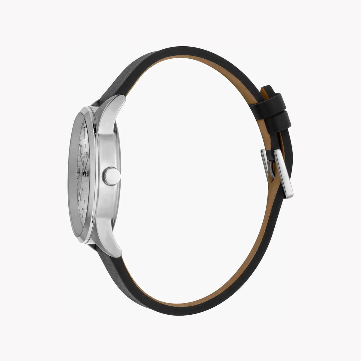 Esprit Men's Black Leather Watch, Silver Dial | Es1g093m0015 by ESPRIT