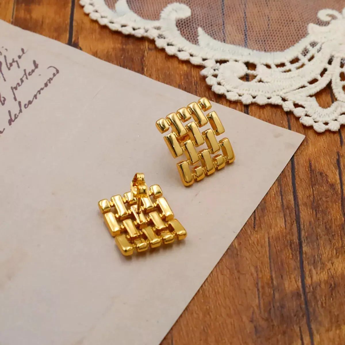 18K Gold-Plated Geometric Stud Earrings by Partner Label