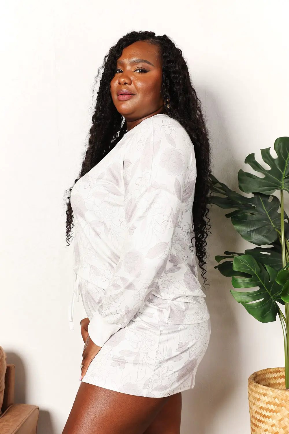 Double Take Floral Long Sleeve Top and Shorts Loungewear Set by Double Take