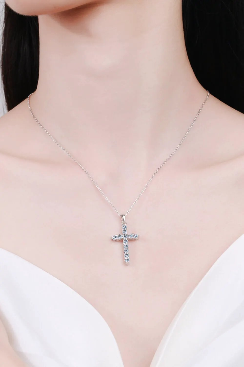 Moissanite Cross Pendant Chain Necklace by Partner Labels