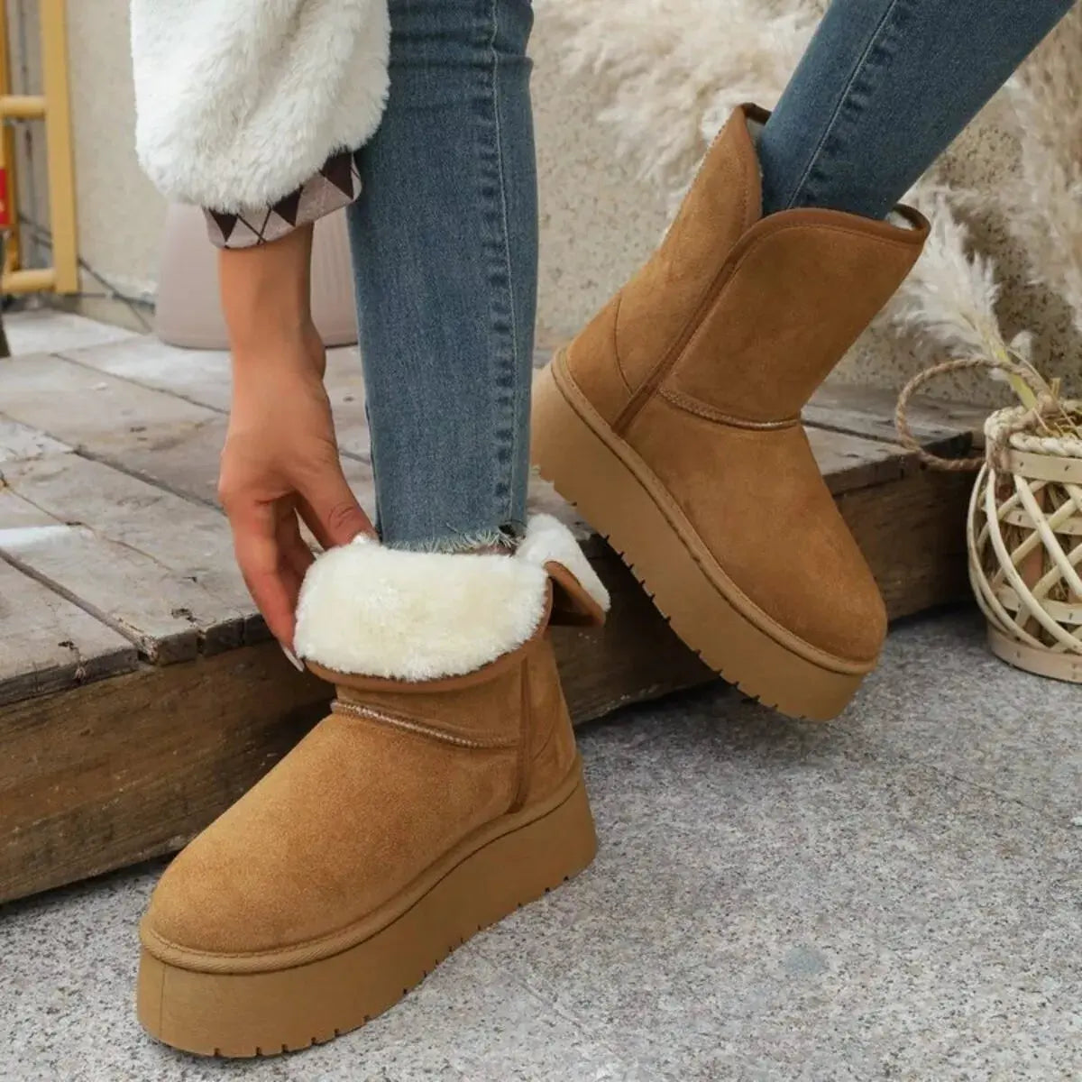 Round Toe Platform Boots by Partner Label