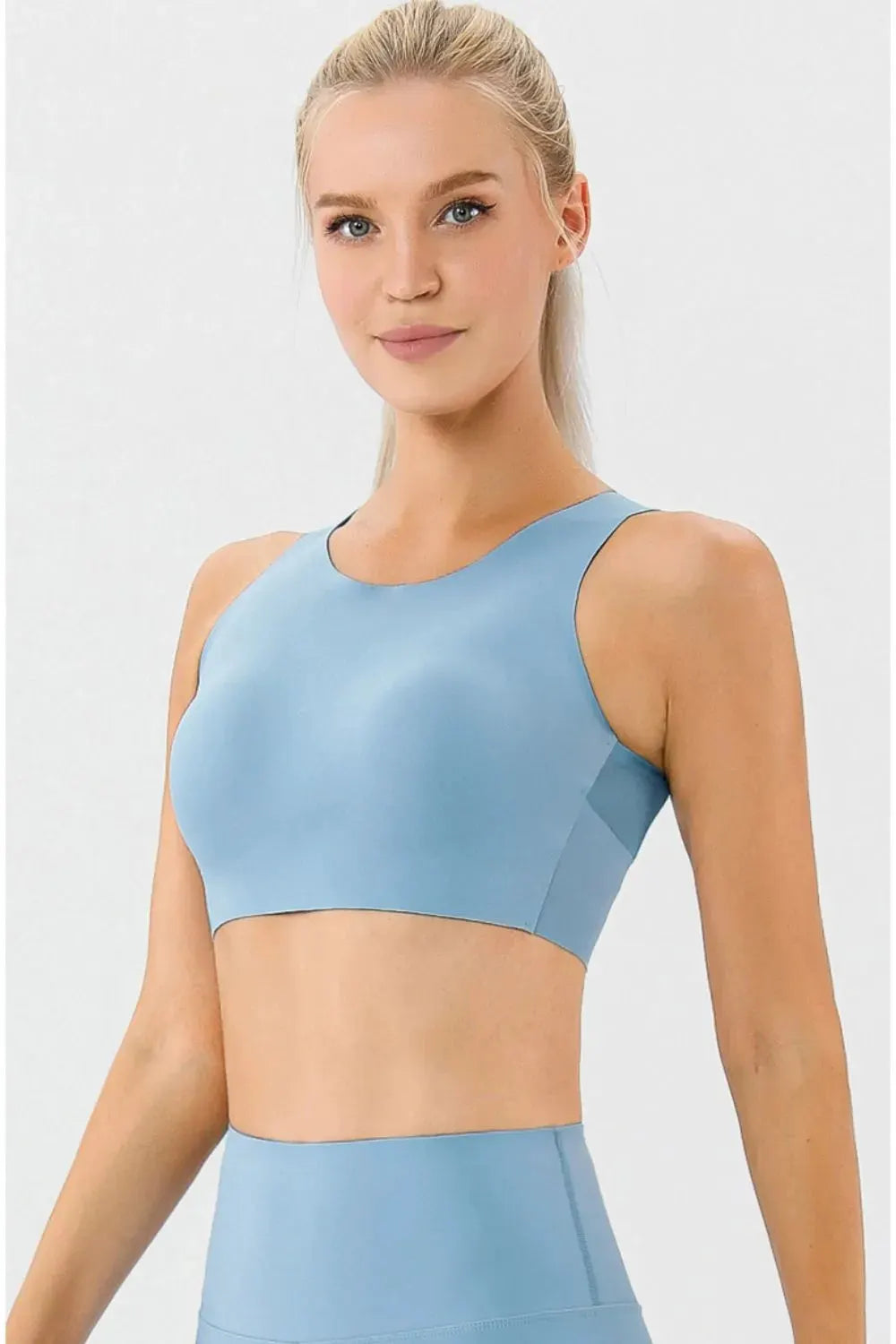 Round Neck Wide Strap Active Bra by Partner Label