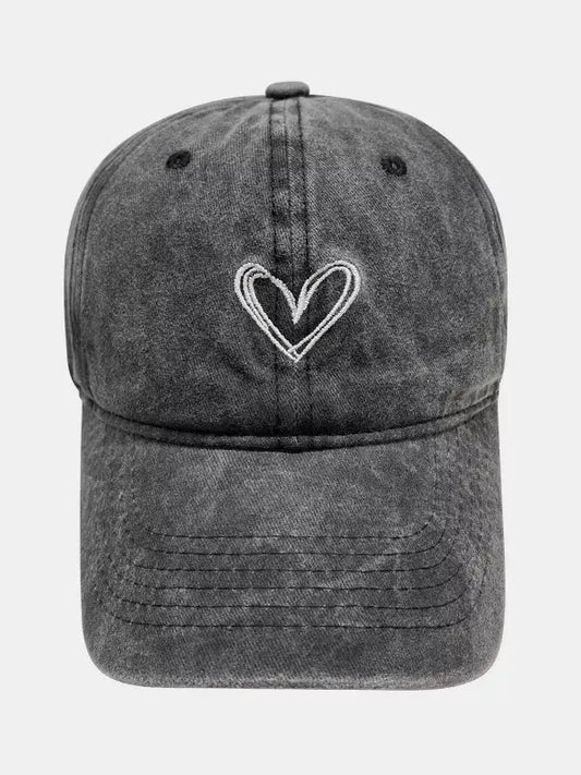 Washed Heart Embroidered Baseball Cap by Partner Label