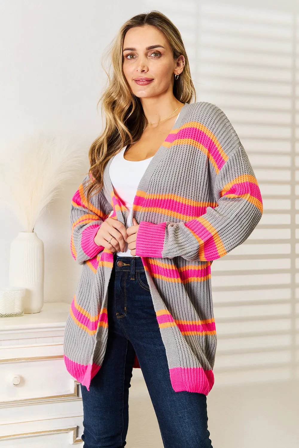 Woven Right Ribbed Long Sleeve Cardigan by Woven Right