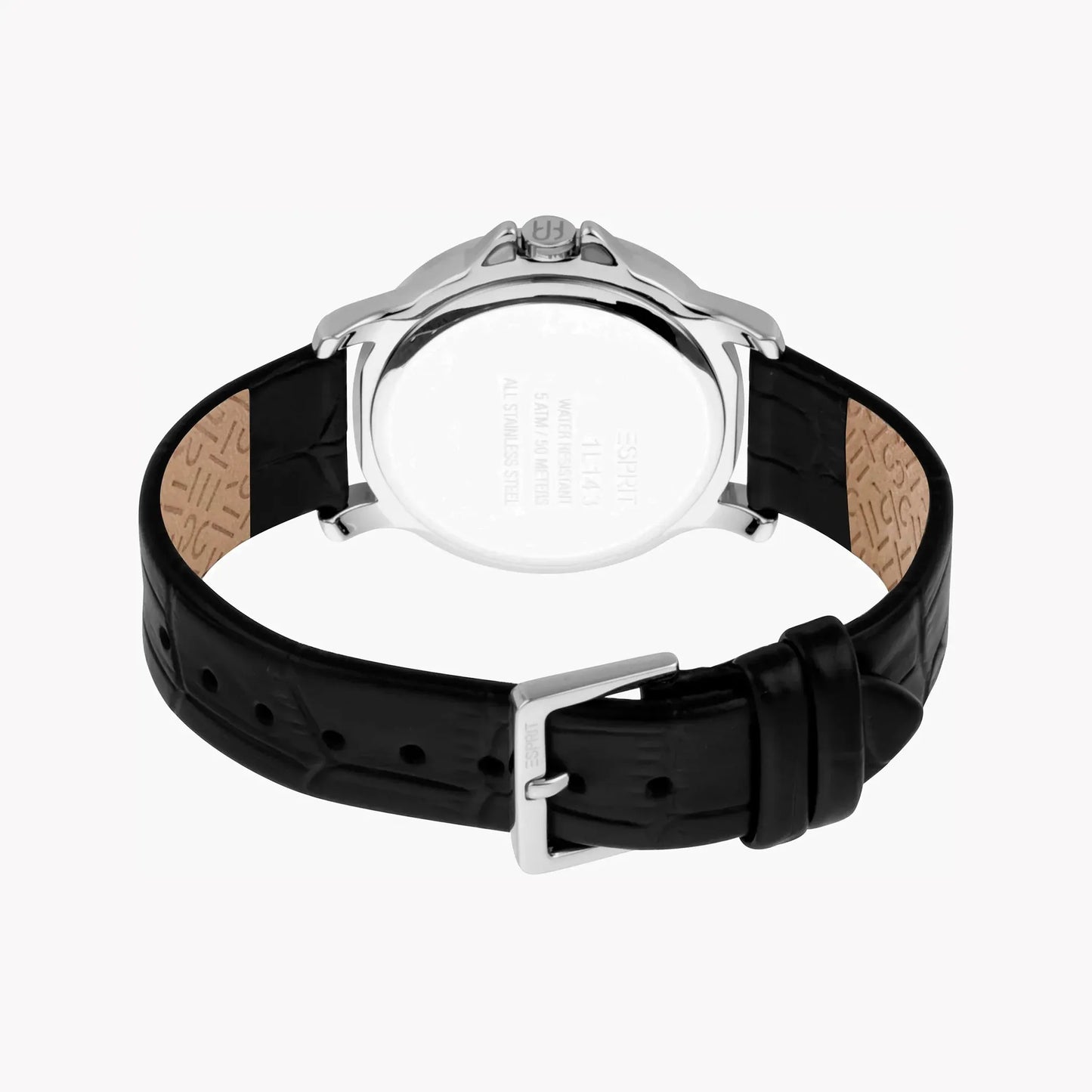 Esprit Women's Black Leather Watch, Silver Dial | Es106041003 by ESPRIT