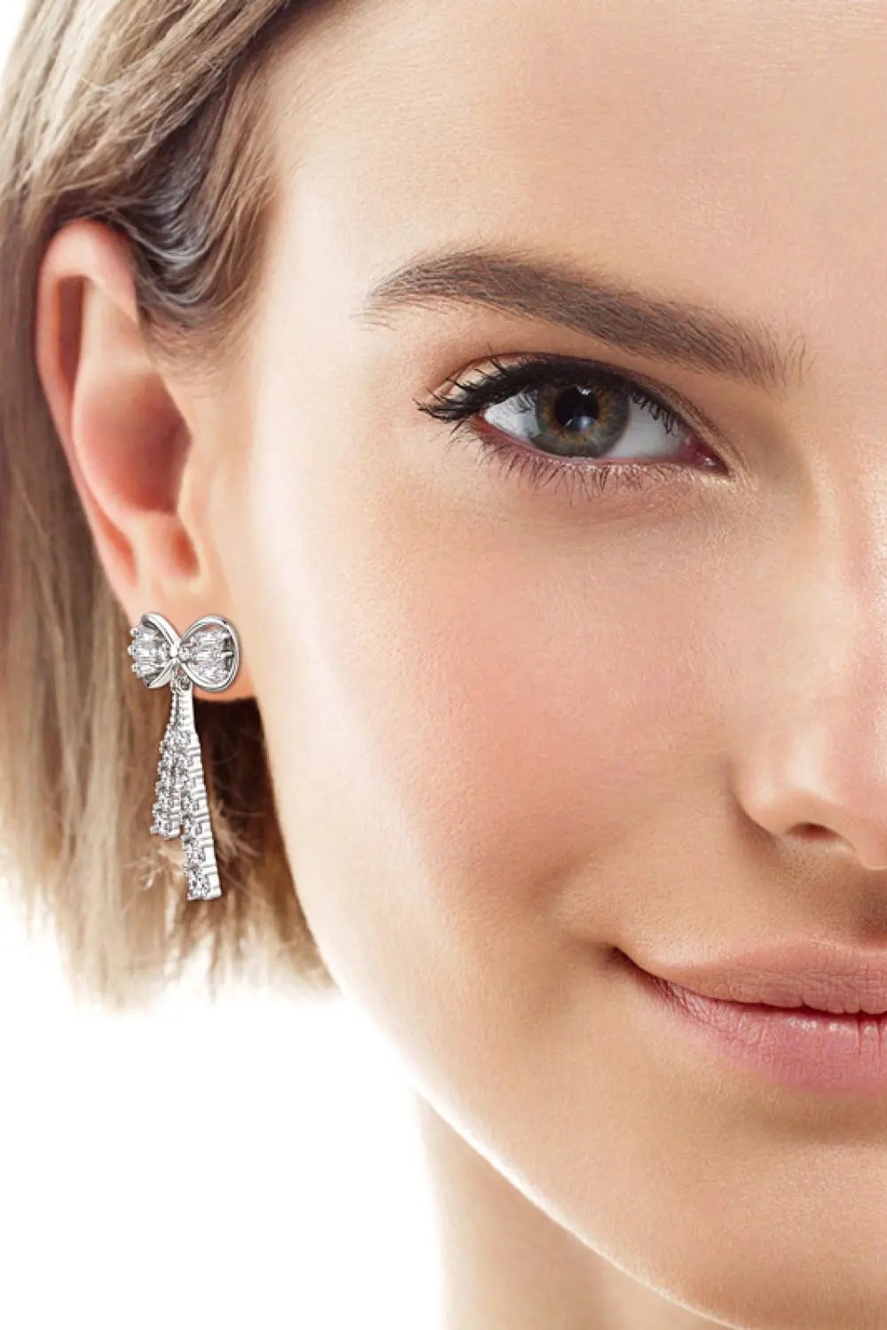 1.12 Carat Moissanite 925 Sterling Silver Bow Earrings by Partner Label