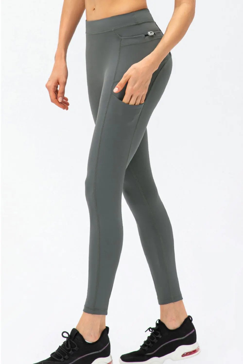 Full Size Slim Fit High Waist Long Sports Pants with Pockets by Partner Label