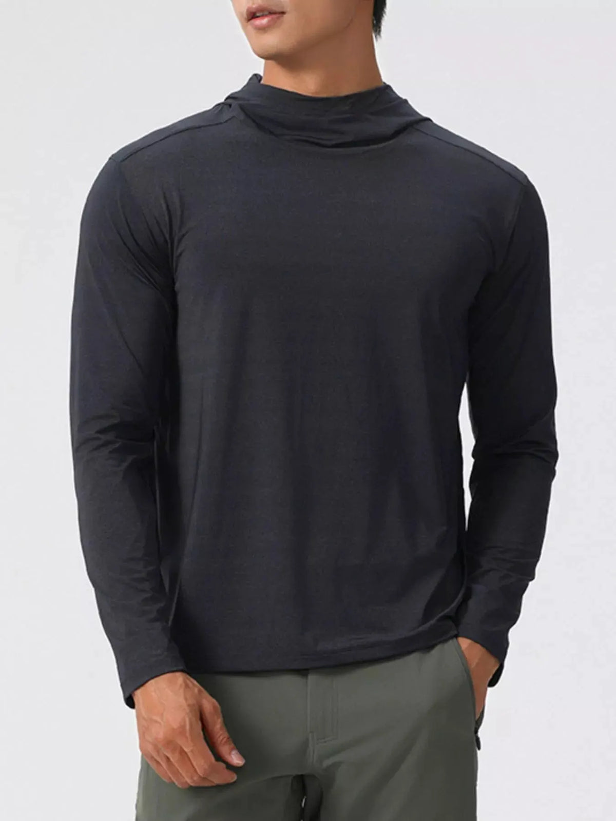 Men's Solid Color Long Sleeve Hoodie by Partner Label