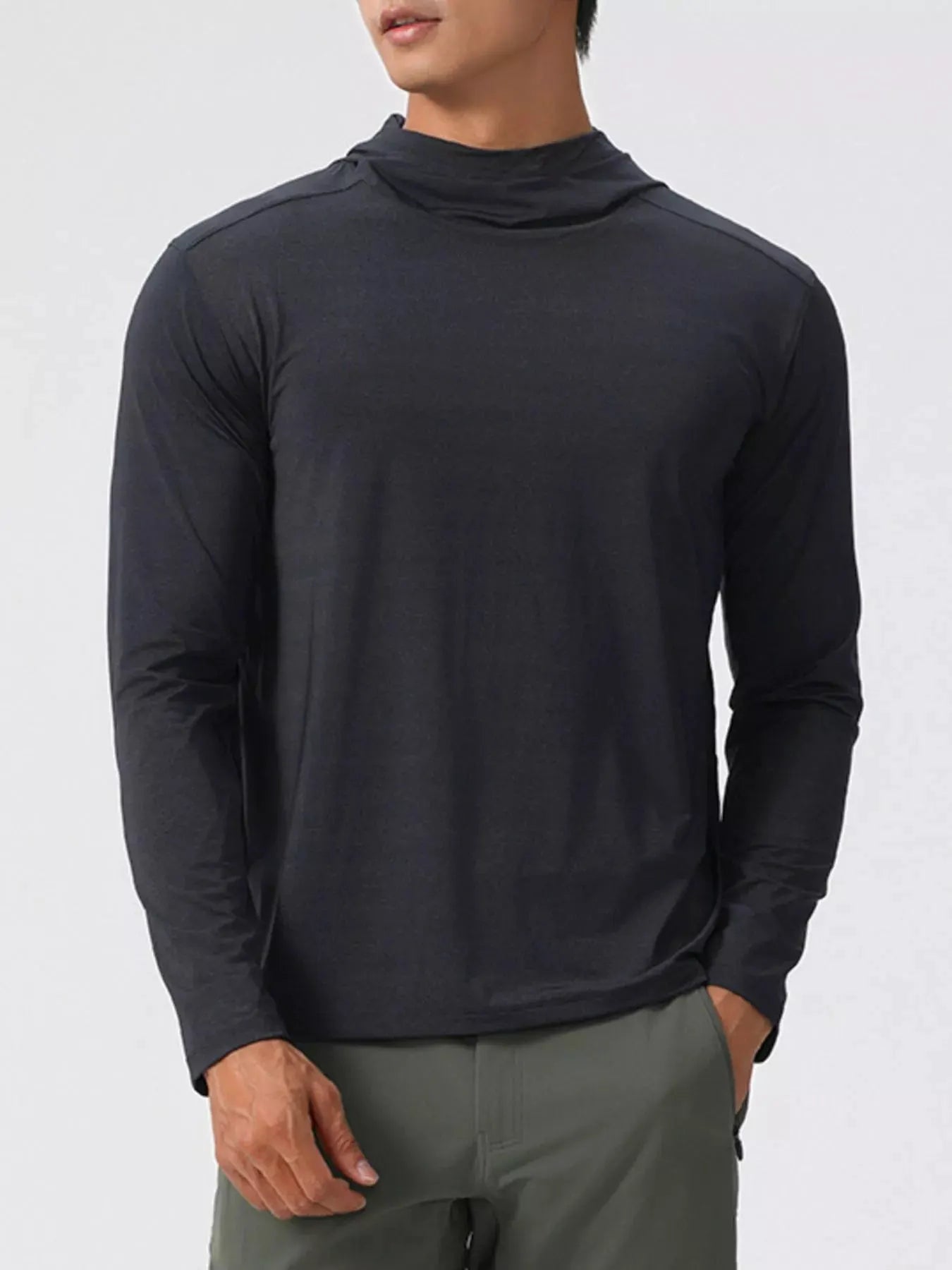 Men's Solid Color Long Sleeve Hoodie by Partner Label