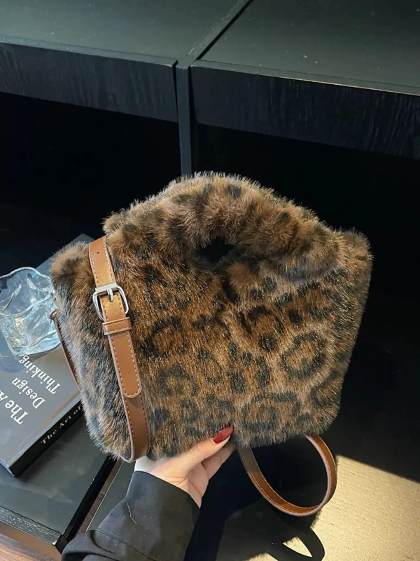 Leopard Plush Crossbody Bag by Partner Label