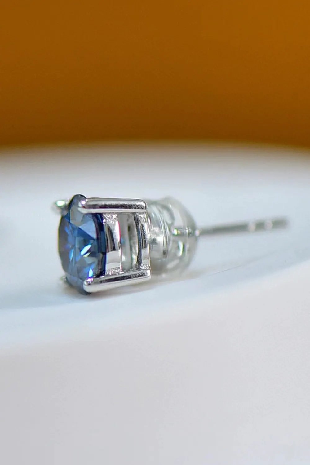 2 Carat Moissanite Four-Prong Platinum-Plated Earrings by Partner Label