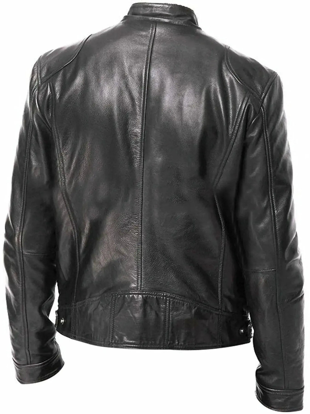 Men's Full Size Leather Biker Jacket with Zipper Pockets Plus Size by Trendsi