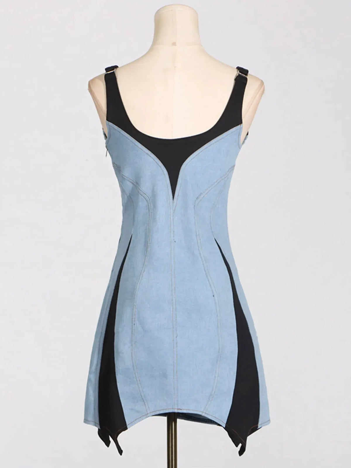 Contrast Adjustable Strap Denim Dress by Partner Label
