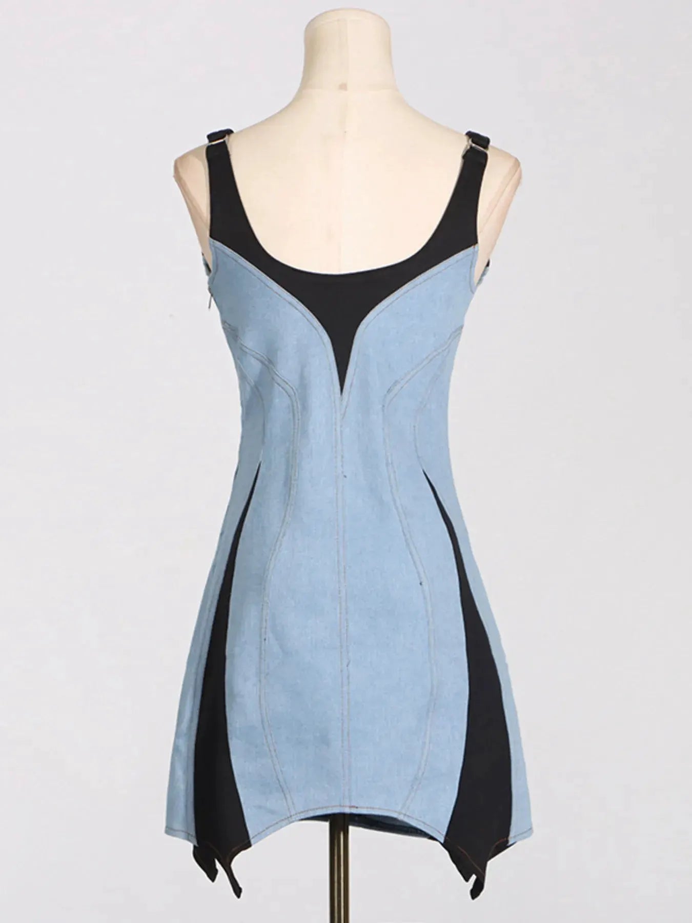 Contrast Adjustable Strap Denim Dress by Partner Label