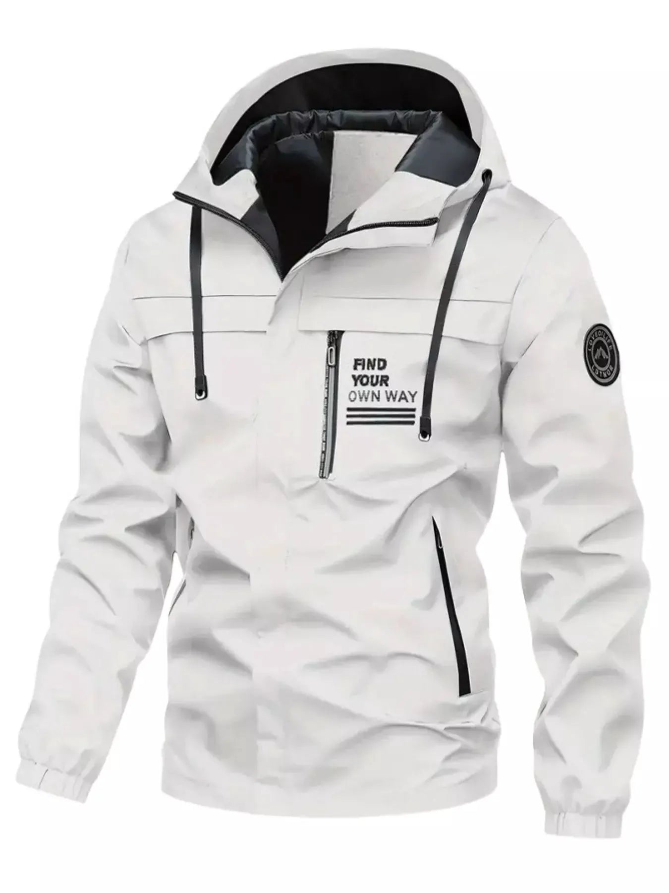 Men's Plus Size Hooded Outdoor Windproof Jacket by Partner Label