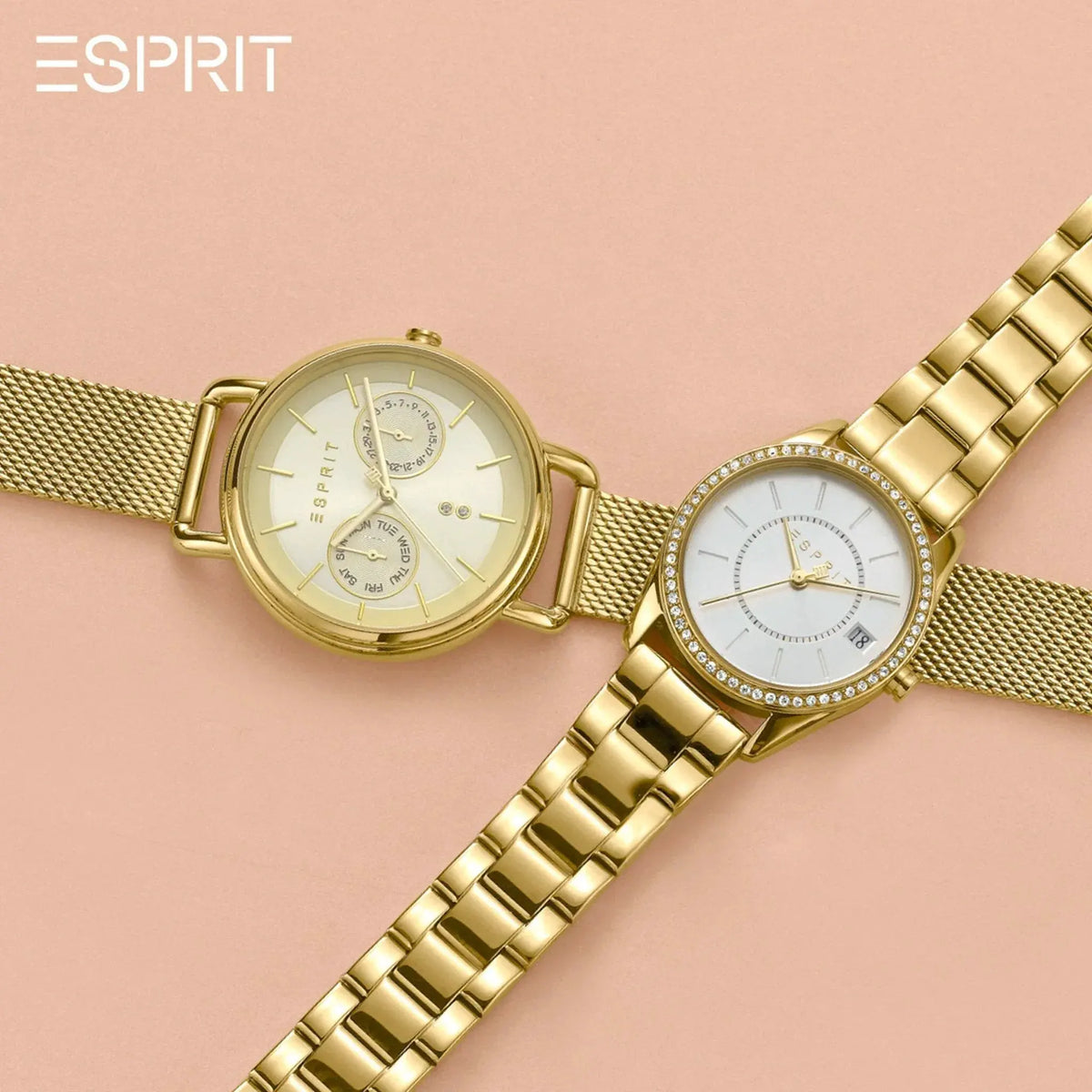 Esprit Women's Gold Stainless Steel Watch, Silver Dial | ES1L195M0085 by ESPRIT
