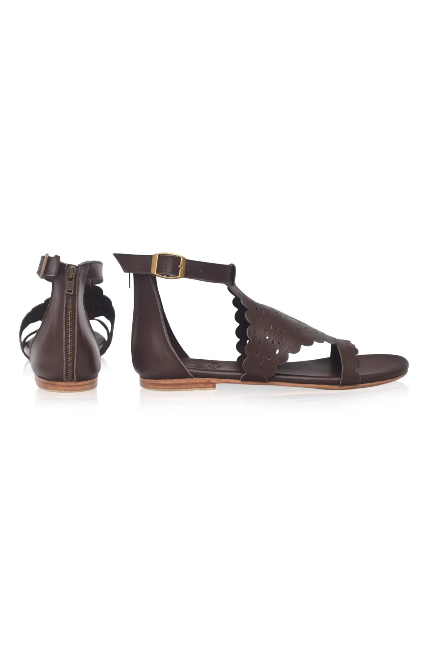 Al Fresco Cut-Out Leather Sandals by ELF
