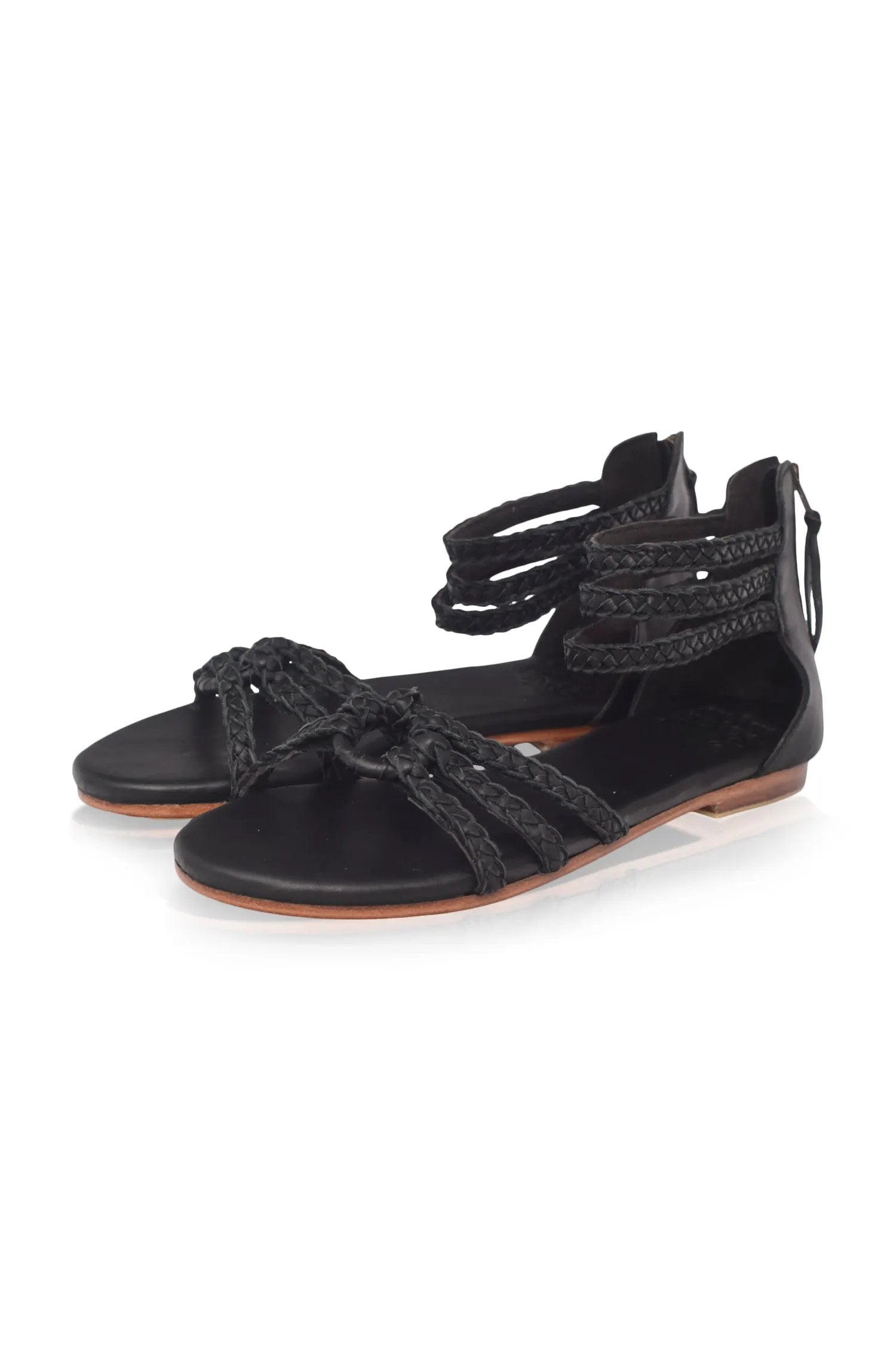 All Aboard Braided Leather Sandals by ELF