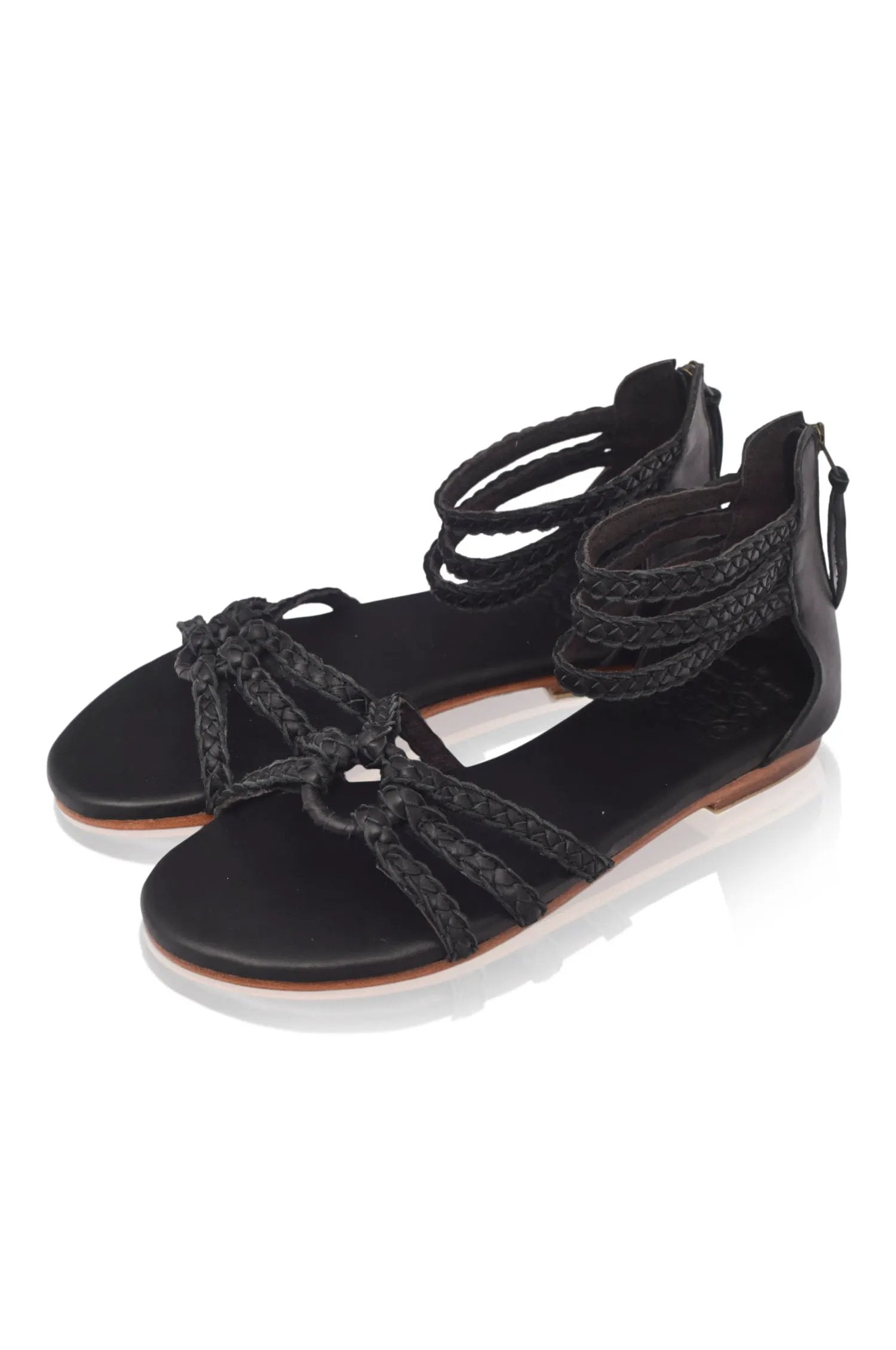 All Aboard Braided Leather Sandals by ELF
