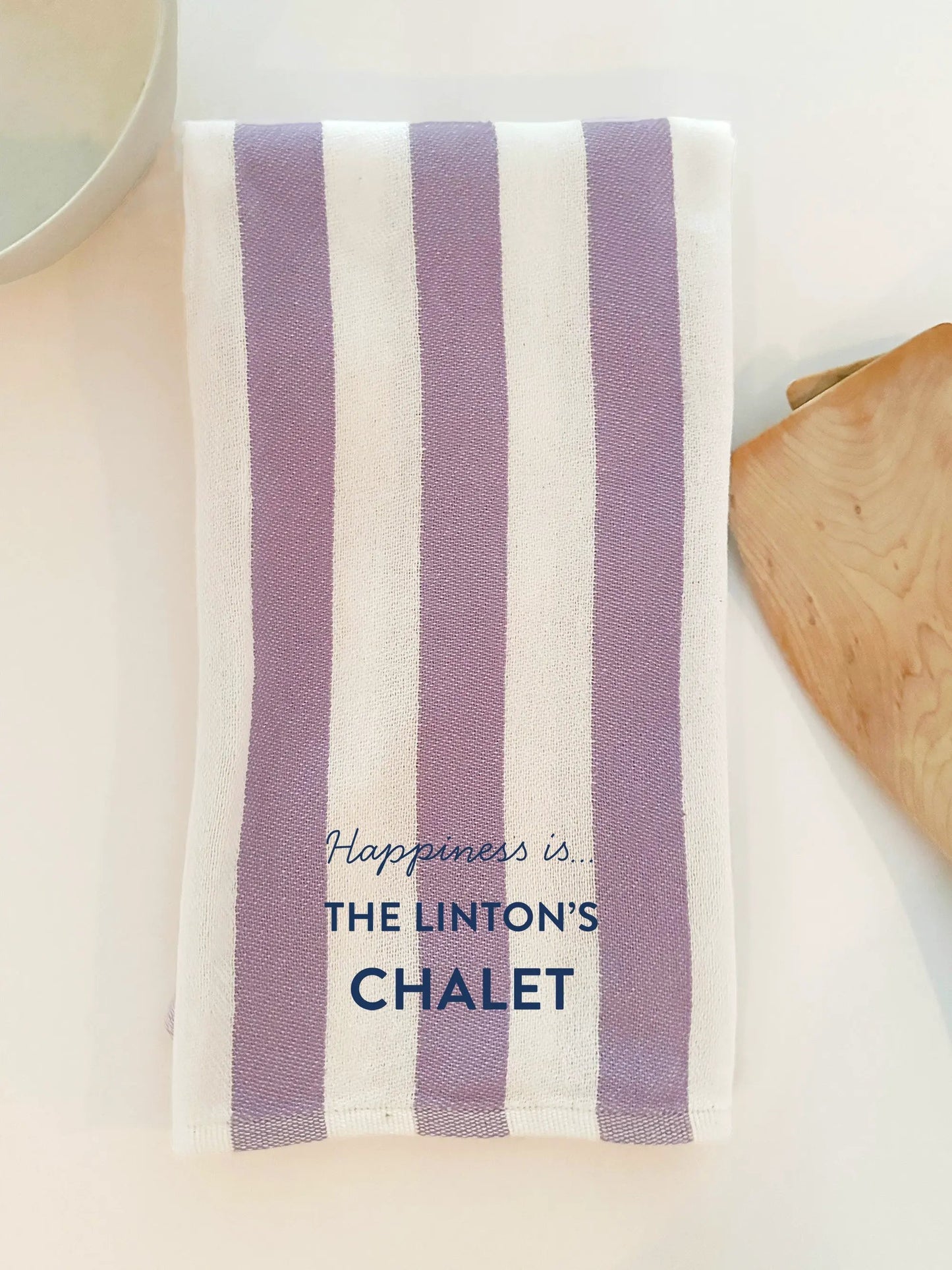 Custom Tea/Hand Towel, Striped Lilac by Custom Collection