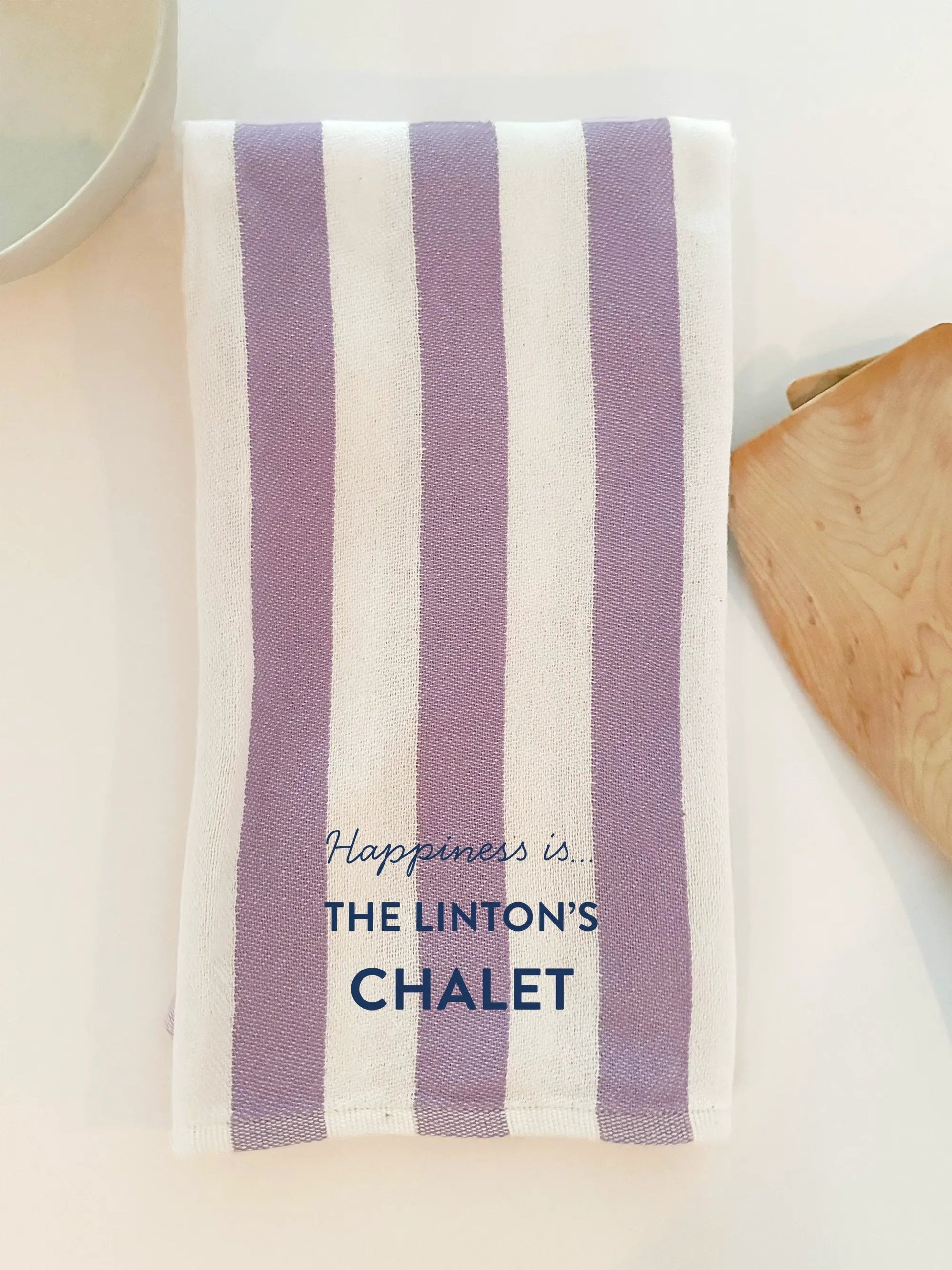 Custom Tea/Hand Towel, Striped Lilac by Custom Collection