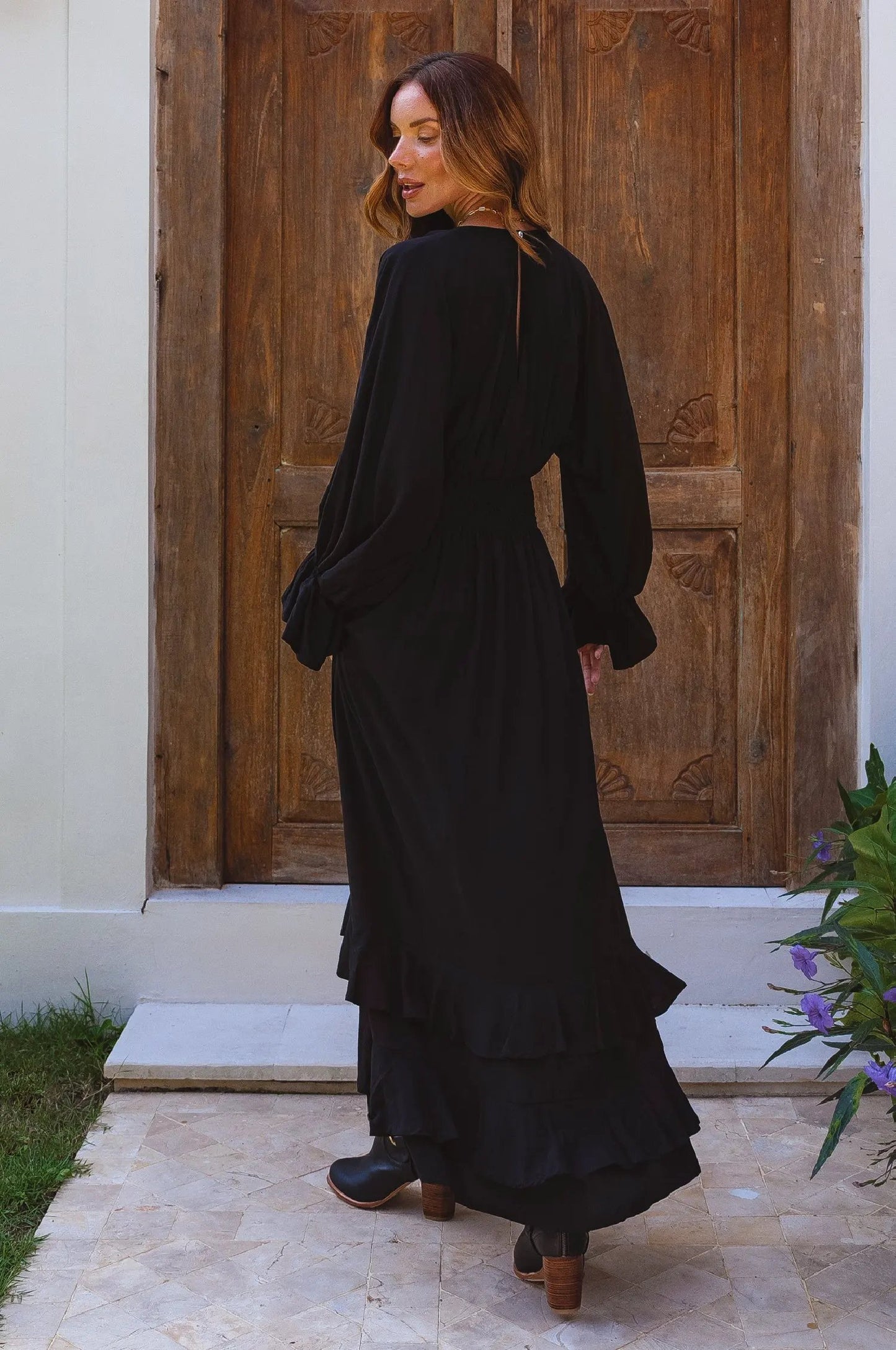 Ava Long Sleeve Ruffle Maxi Dress (Sale) by ELF