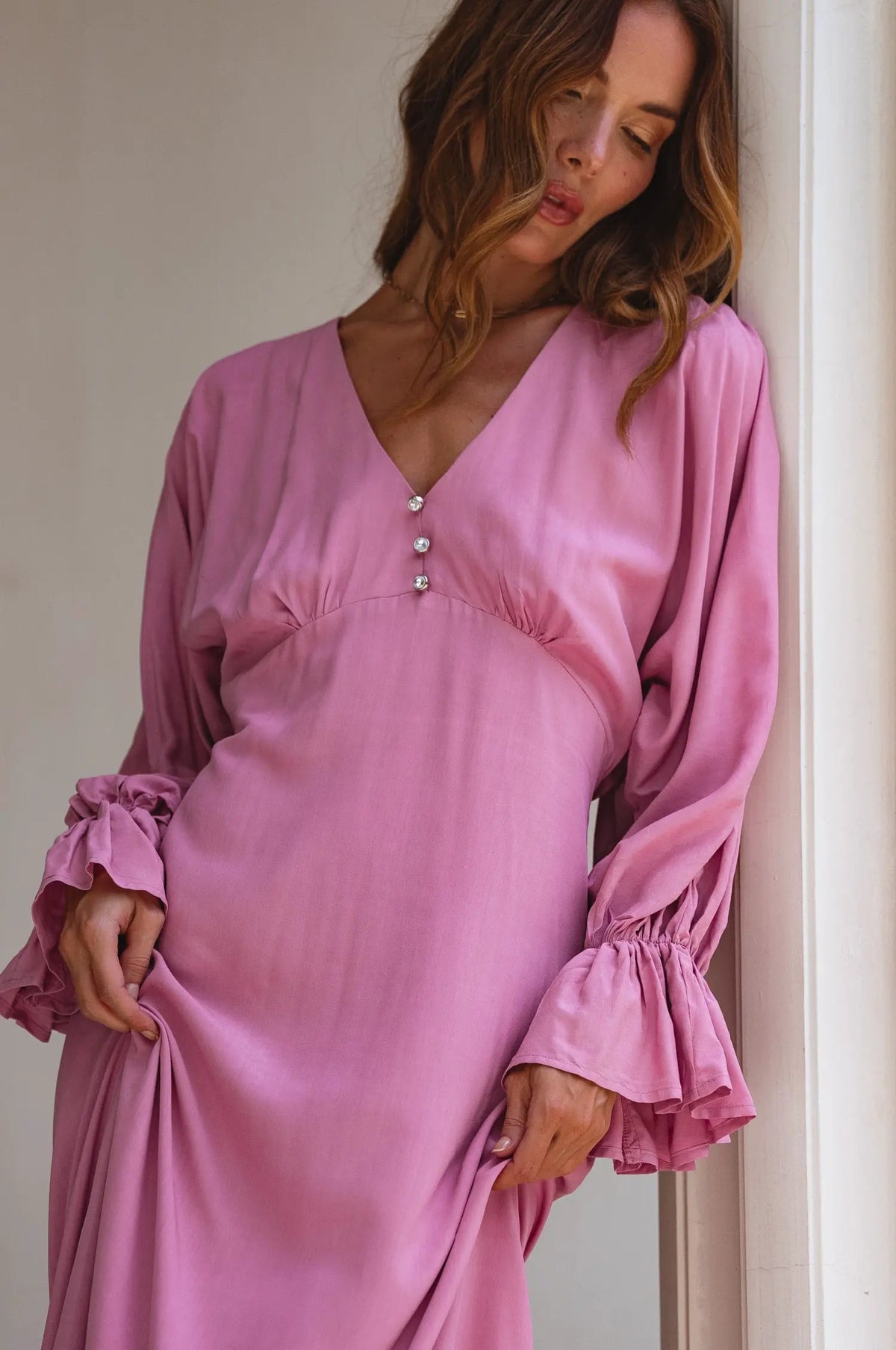 Ava Long Sleeve Ruffle Maxi Dress (Sale) by ELF