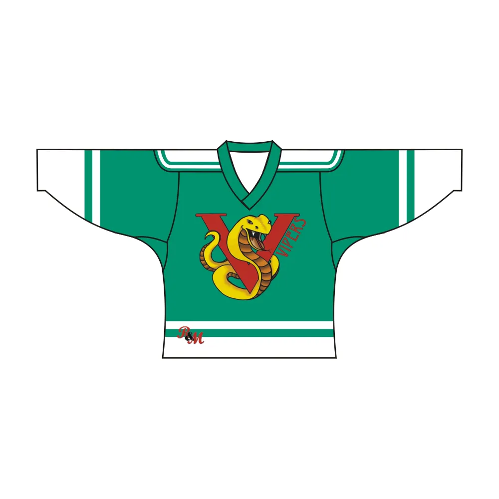 Custom Green Vipers Team Hockey Jersey by Vimost Sportswear