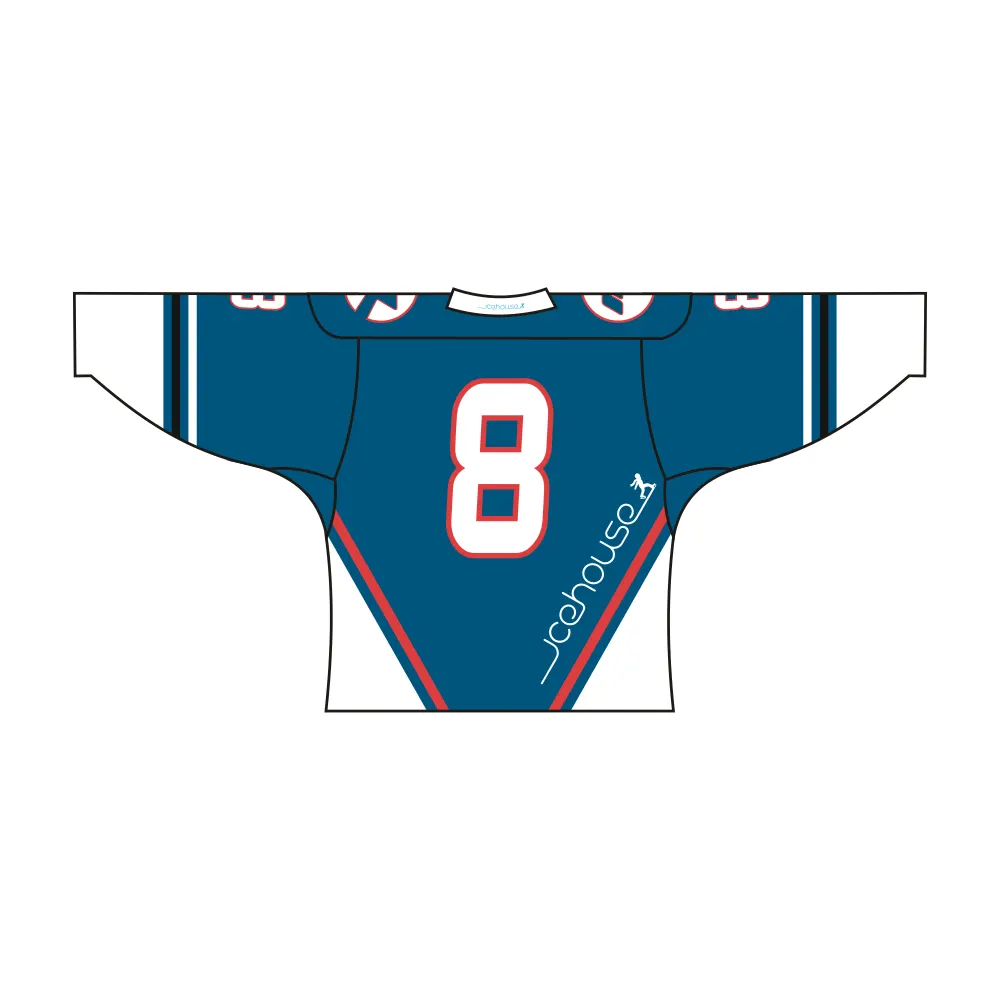 Custom Blue White CA Team Hockey Jersey by Vimost Sportswear