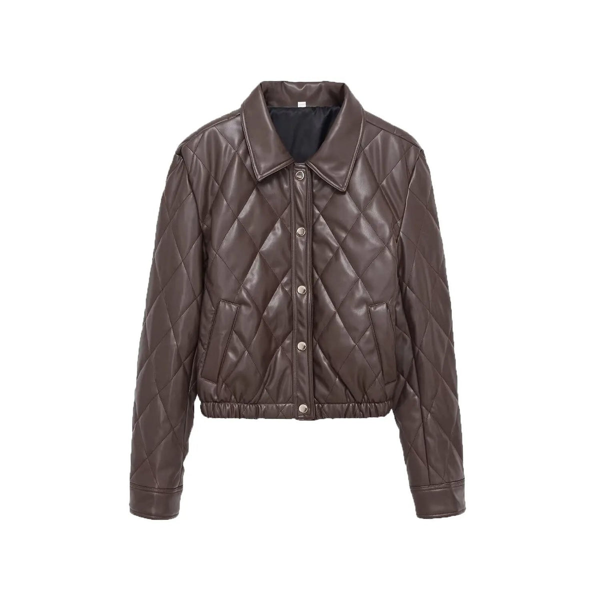 Women's Jacket Quilted Faux Leather BYMANYC ® New York SOHO BROWN LEATHER BOMBER - New Collection by BYMANYC ® New York