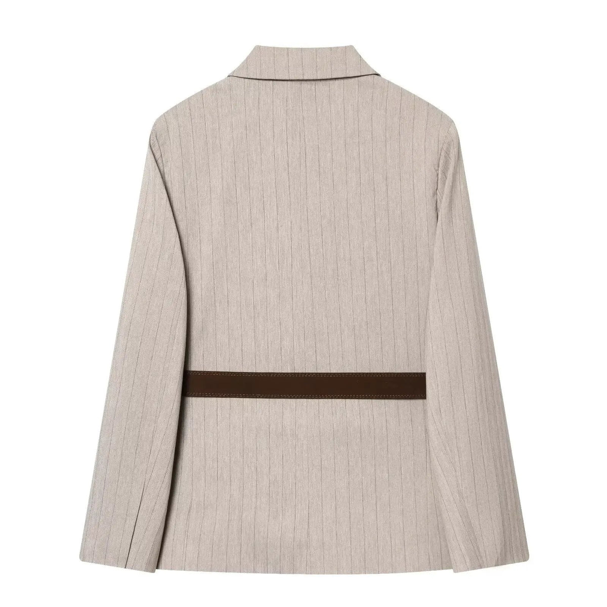 Women's Jacket Beige Pinstripe Belted Blazer BYMANYC ® New York WALL STREET BELTED BEIGE BLAZER - New Collection by BYMANYC ® New York