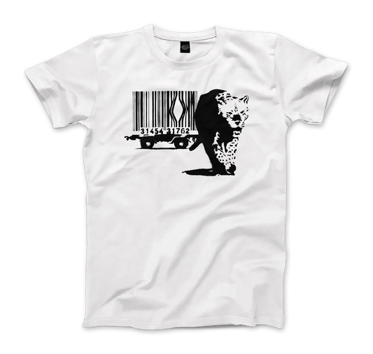 Banksy Barcode (Animal Rights) street art t-shirt by Art-O-Rama Shop